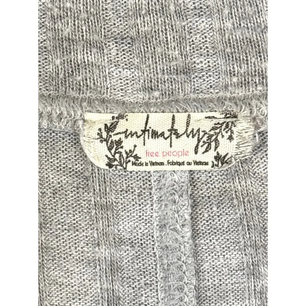 Intimately Free People Womens M Gray Ribbed V Neck Long Sleeve Cotton Top